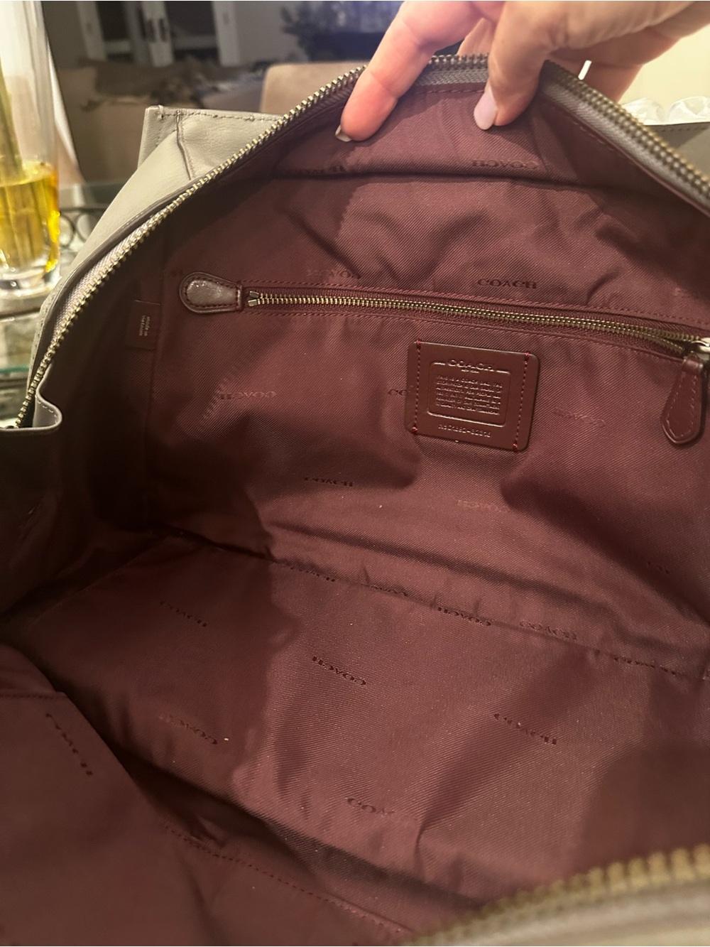 Authentic Coach Gray Suede Leather Satchel with Top Handles and Shoulder Strap - Picture 14 of 16